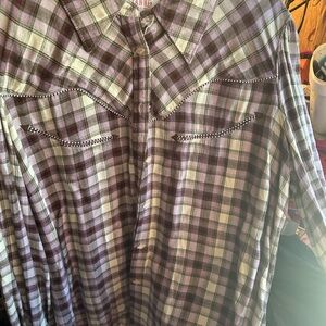 Shyanne Purple Plaid Women's Button Down Shirt
